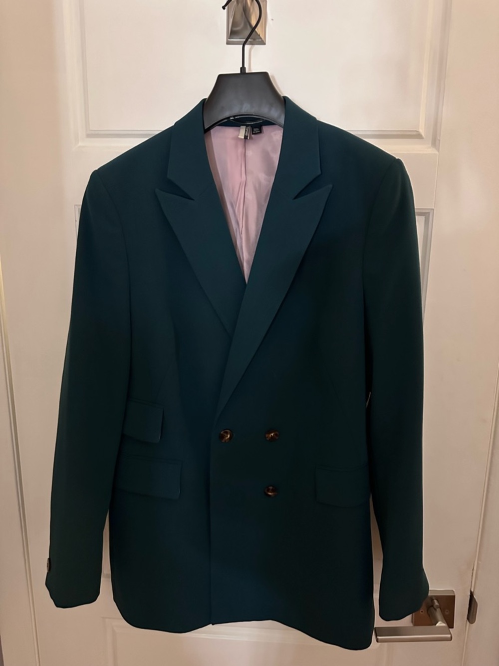 Topshop Double-Breasted Dark Teal Blazer